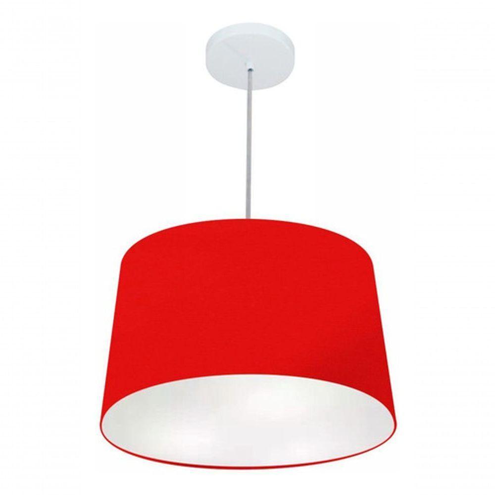 Lustre Pendente Cone Vivare Md-4156 Cúpula Em Tecido 30/45x40cm - Bivolt Vermelho 127/220v - 4