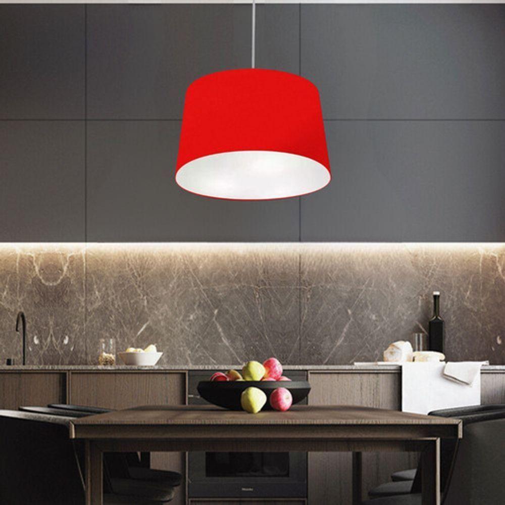 Lustre Pendente Cone Vivare Md-4156 Cúpula Em Tecido 30/45x40cm - Bivolt Vermelho 127/220v - 6