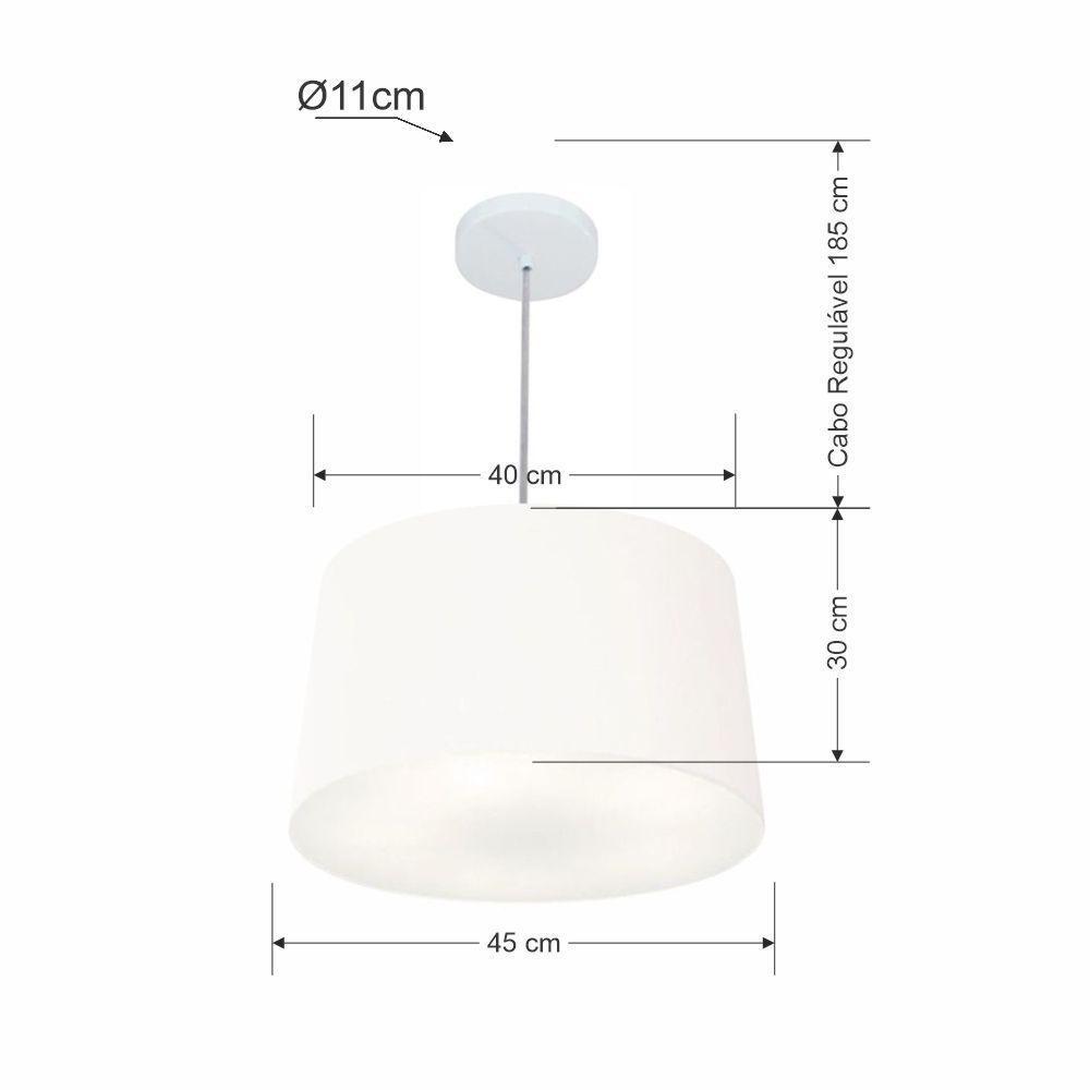 Lustre Pendente Cone Vivare Md-4156 Cúpula Em Tecido 30/45x40cm - Bivolt Branco 127/220v - 2