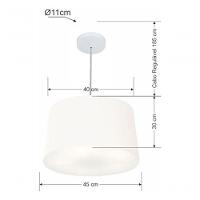 Lustre Pendente Cone Vivare Md-4156 Cúpula Em Tecido 30/45x40cm - Bivolt Branco 127/220v - 5