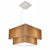 Lustre Pendente Duplo Quadrado Vivare Md-4157 Cúpula Em Tecido 40x35cm Palha - Bivolt - 1