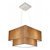 Lustre Pendente Duplo Quadrado Vivare Md-4157 Cúpula Em Tecido 40x35cm Palha - Bivolt - 3
