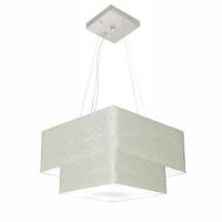 Lustre Pendente Duplo Quadrado Vivare Md-4157 Cúpula Em Tecido 40x35cm Rustico Cinza - Bivolt - 1
