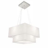 Lustre Pendente Duplo Quadrado Vivare Md-4157 Cúpula Em Tecido 40x35cm Branco - Bivolt - 1