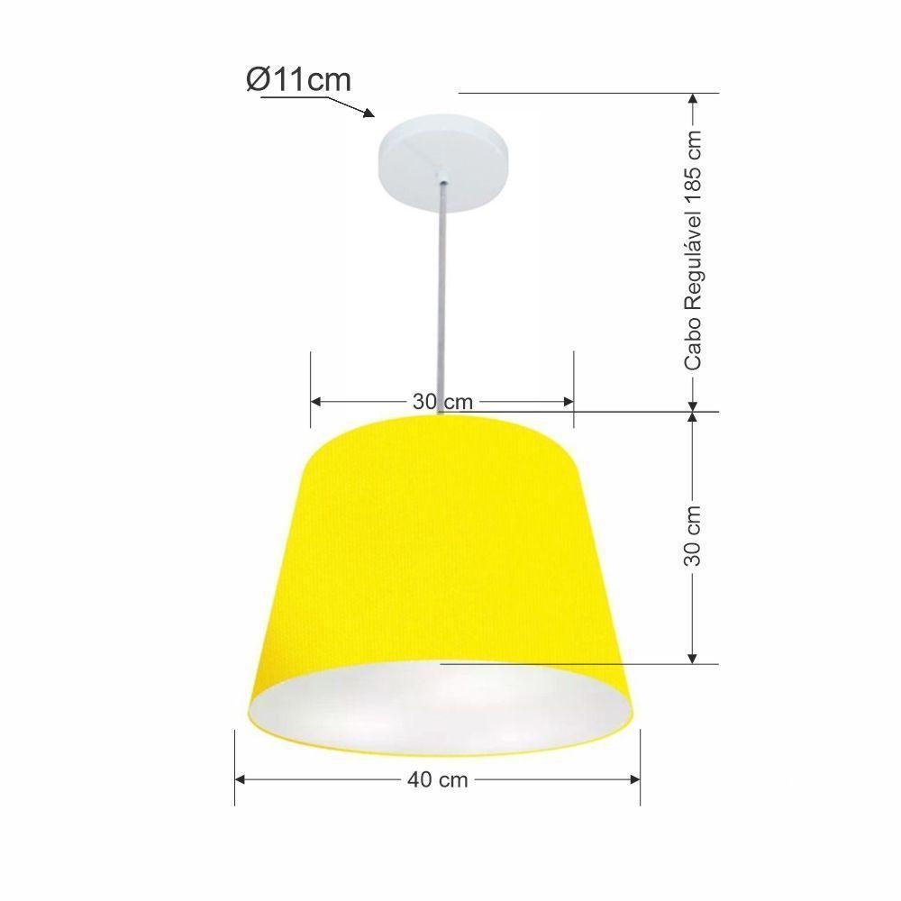 Lustre Pendente Cone Vivare Md-4155 Cúpula Em Tecido 30/40x30cm - Bivolt Amarelo 127/220v - 2