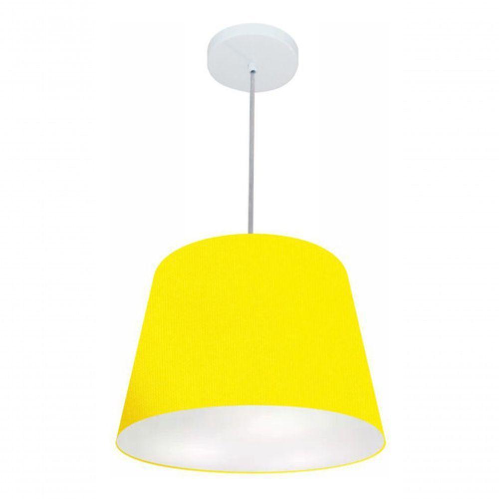 Lustre Pendente Cone Vivare Md-4155 Cúpula Em Tecido 30/40x30cm - Bivolt Amarelo 127/220v - 4