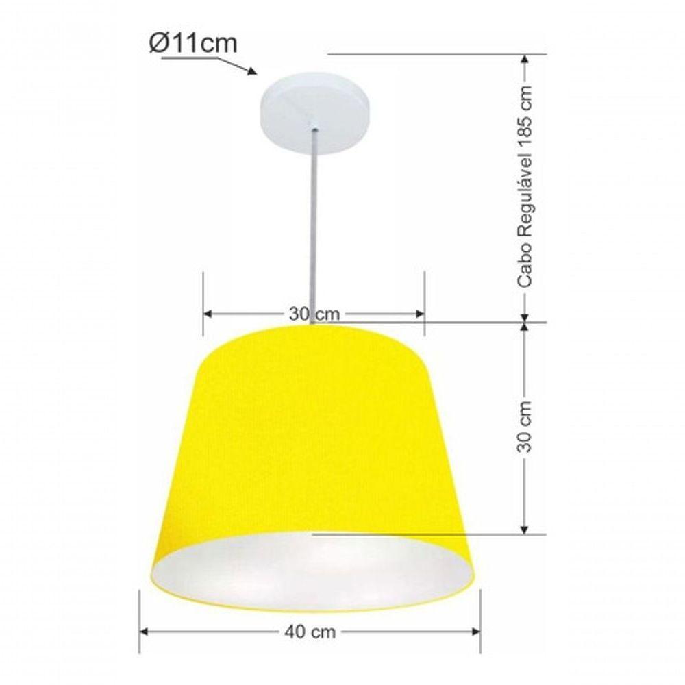 Lustre Pendente Cone Vivare Md-4155 Cúpula Em Tecido 30/40x30cm - Bivolt Amarelo 127/220v - 5
