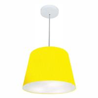 Lustre Pendente Cone Vivare Md-4155 Cúpula Em Tecido 30/40x30cm - Bivolt Amarelo 127/220v - 1