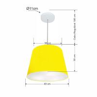 Lustre Pendente Cone Vivare Md-4155 Cúpula Em Tecido 30/40x30cm - Bivolt Amarelo 127/220v - 2
