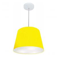 Lustre Pendente Cone Vivare Md-4155 Cúpula Em Tecido 30/40x30cm - Bivolt Amarelo 127/220v