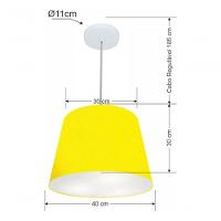 Lustre Pendente Cone Vivare Md-4155 Cúpula Em Tecido 30/40x30cm - Bivolt Amarelo 127/220v - 5