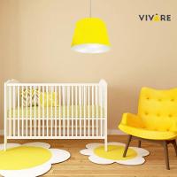 Lustre Pendente Cone Vivare Md-4155 Cúpula Em Tecido 30/40x30cm - Bivolt Amarelo 127/220v - 6