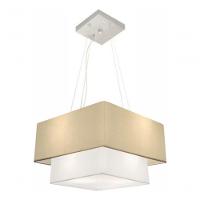 Lustre Pendente Duplo Quadrado Vivare Md-4157 Cúpula Em Tecido 40x35cm Algodão Crú / Branco - Bivolt - 3