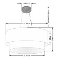 Lustre Pendente Duplo Cilíndrico Vivare Md-4171 Cúpula Em Tecido 80x70cm - Bivolt Palha-branco 127/220v - 3