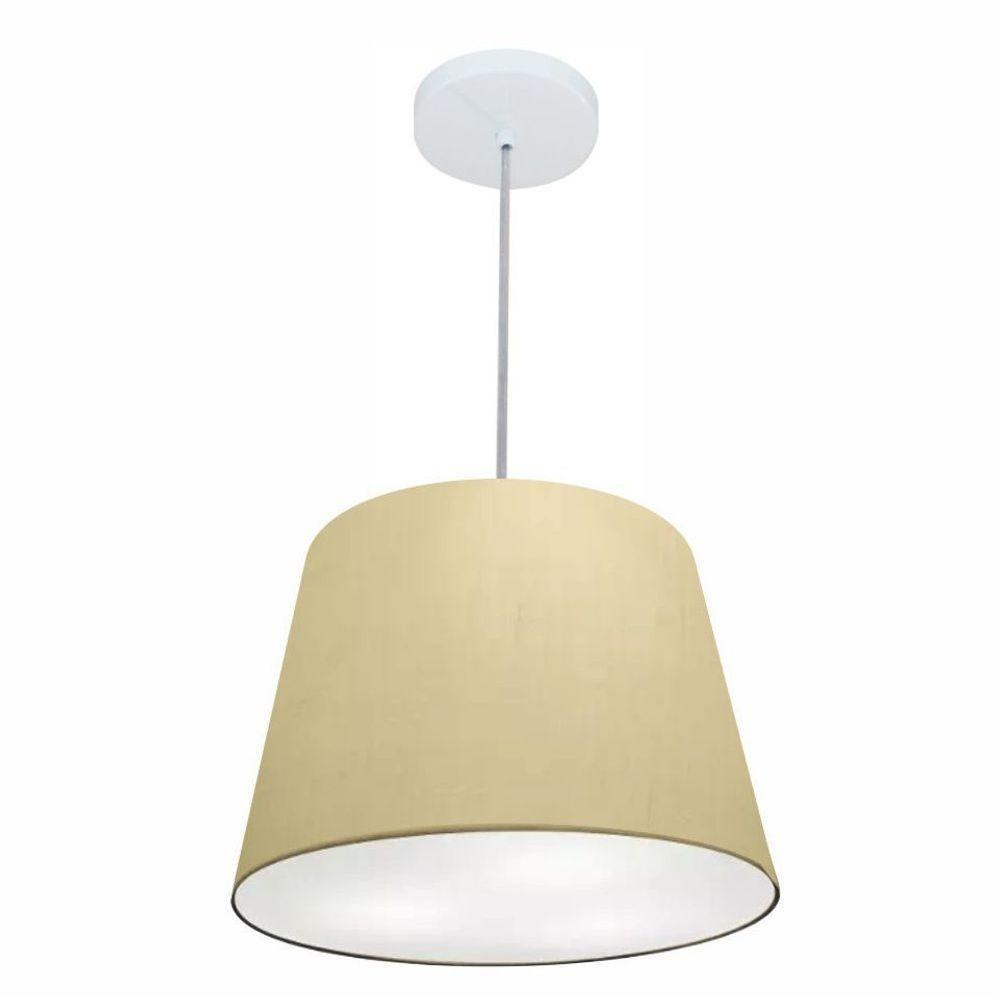 Lustre Pendente Cone Vivare Md-4155 Cúpula Em Tecido 30/40x30cm - Bivolt Algodão-crú 127/220v - 1