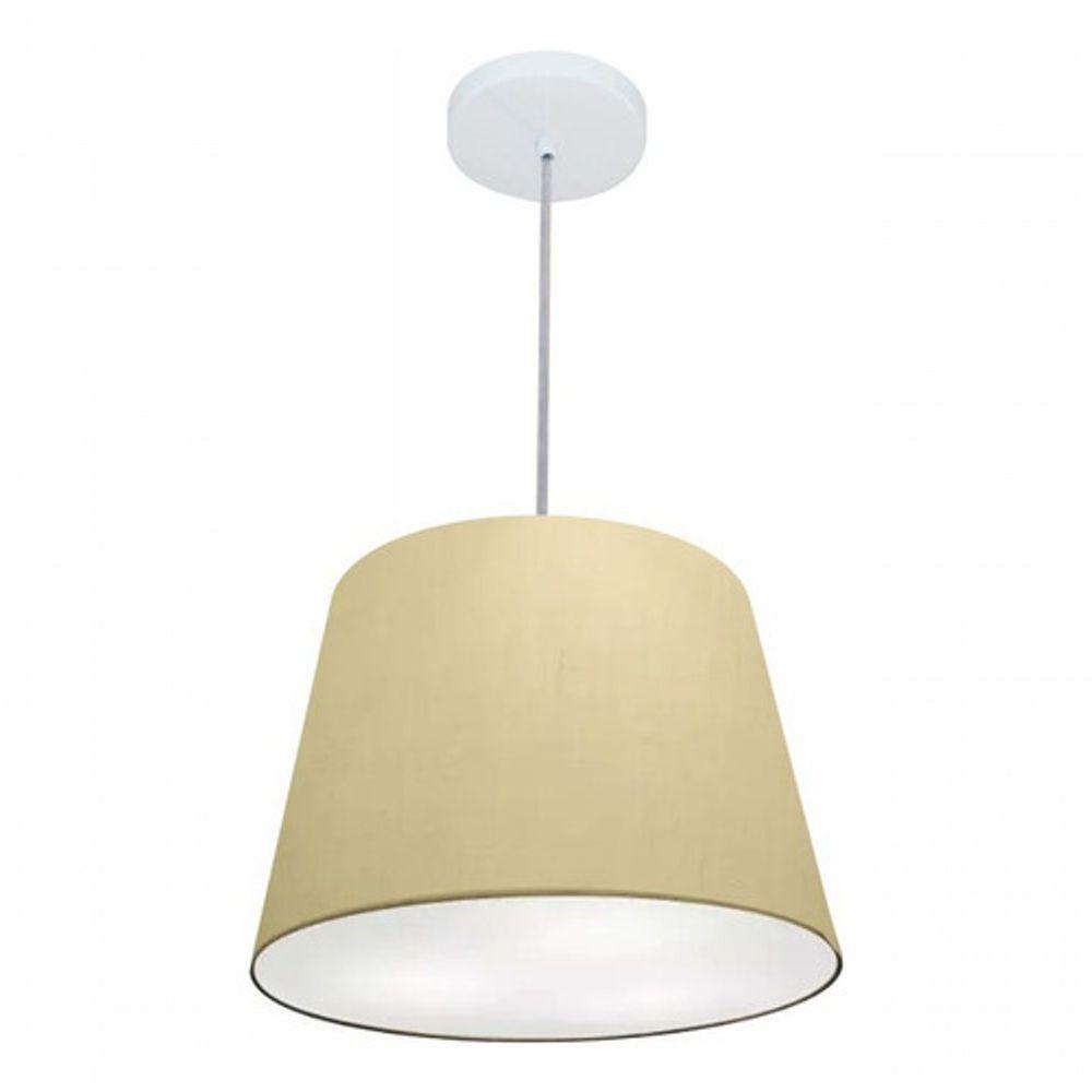 Lustre Pendente Cone Vivare Md-4155 Cúpula Em Tecido 30/40x30cm - Bivolt Algodão-crú 127/220v - 4