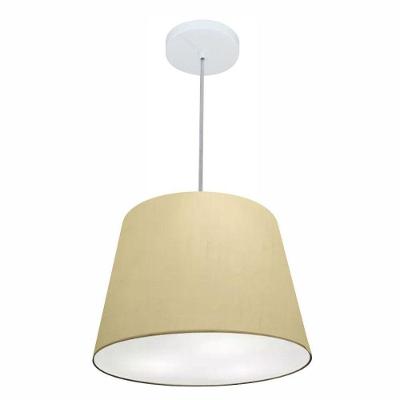 Lustre Pendente Cone Vivare Md-4155 Cúpula Em Tecido 30/40x30cm - Bivolt Algodão-crú 127/220v