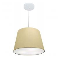 Lustre Pendente Cone Vivare Md-4155 Cúpula Em Tecido 30/40x30cm - Bivolt Algodão-crú 127/220v