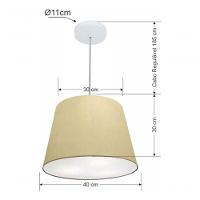 Lustre Pendente Cone Vivare Md-4155 Cúpula Em Tecido 30/40x30cm - Bivolt Algodão-crú 127/220v - 5