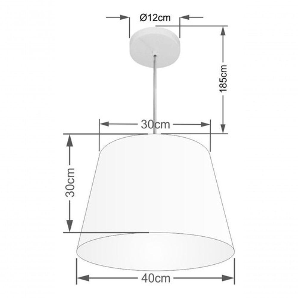 Lustre Pendente Cone Vivare Md-4246 Cúpula Em Tecido 30/40x30cm - Bivolt Rustico-bege 127/220v - 3