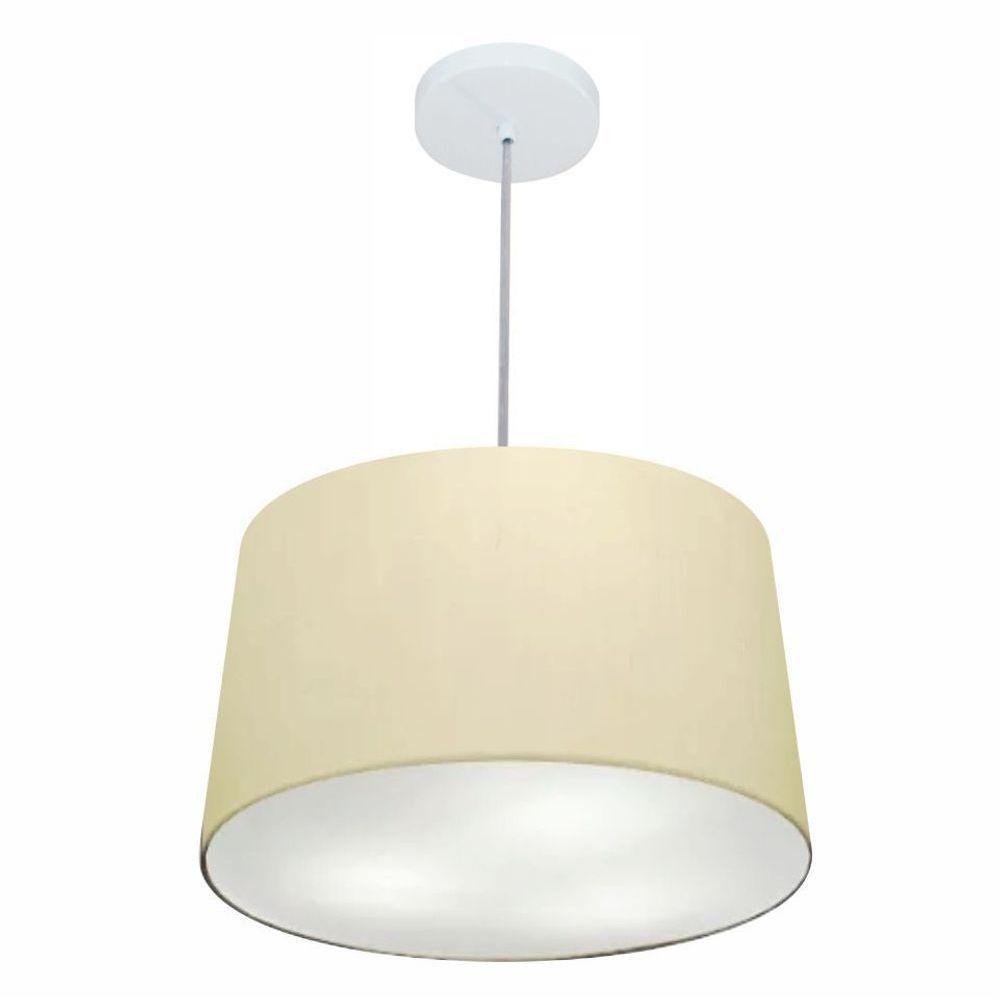 Lustre Pendente Cone Vivare Md-4247 Cúpula Em Tecido 30/45x40cm - Bivolt Algodão-crú 127/220v - 1