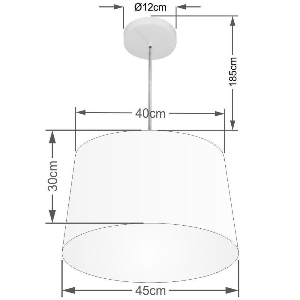 Lustre Pendente Cone Vivare Md-4247 Cúpula Em Tecido 30/45x40cm - Bivolt Algodão-crú 127/220v - 2