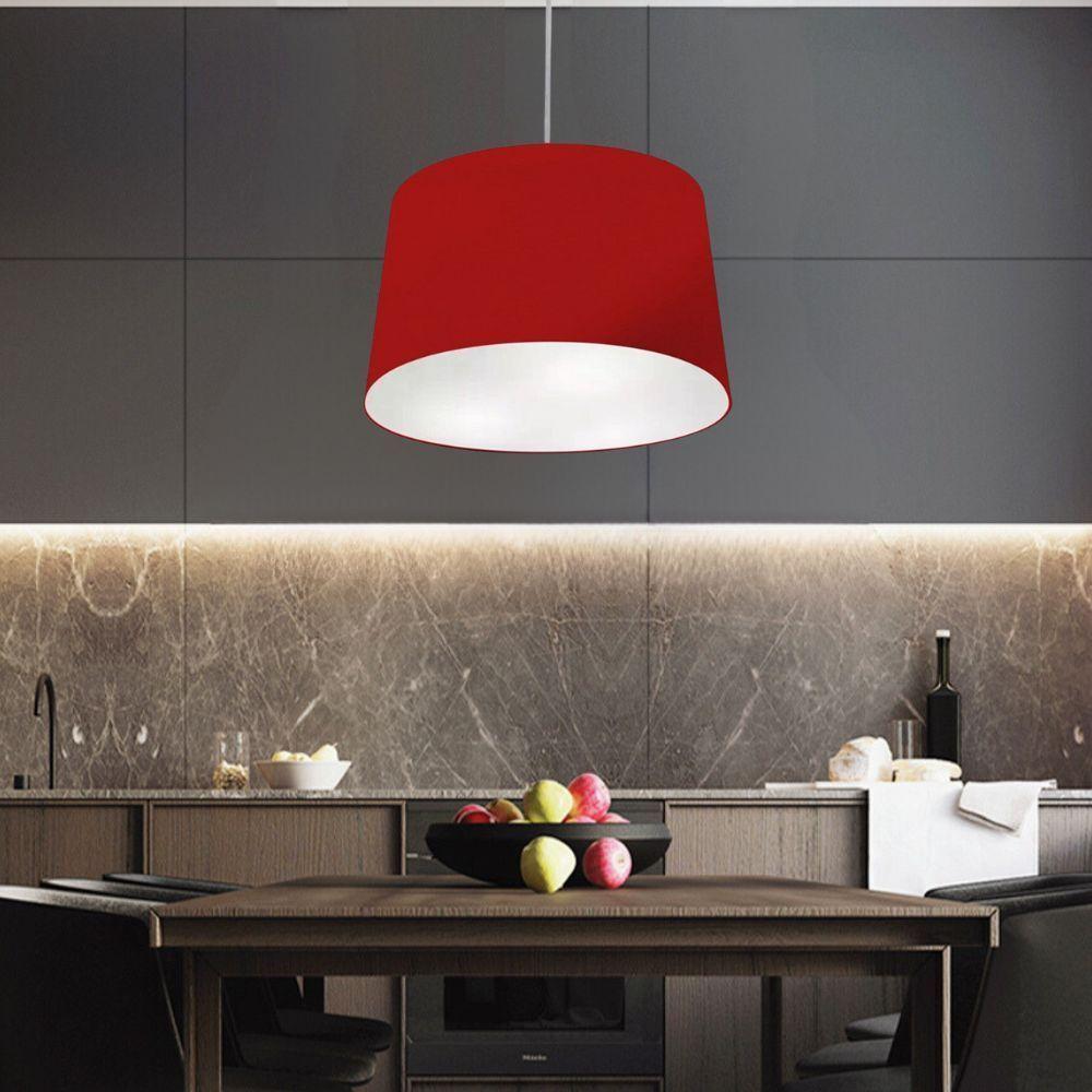 Lustre Pendente Cone Vivare Md-4156 Cúpula Em Tecido 30/45x40cm - Bivolt Bordo 127/220v - 3