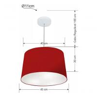 Lustre Pendente Cone Vivare Md-4156 Cúpula Em Tecido 30/45x40cm - Bivolt Bordo 127/220v - 5