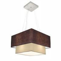 Lustre Pendente Duplo Quadrado Vivare Md-4157 Cúpula Em Tecido 40x35cm - Bivolt Café-algodão-crú 127/220v - 1