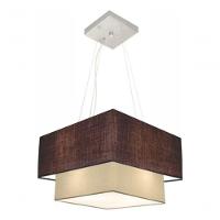 Lustre Pendente Duplo Quadrado Vivare Md-4157 Cúpula Em Tecido 40x35cm - Bivolt Café-algodão-crú 127/220v - 3