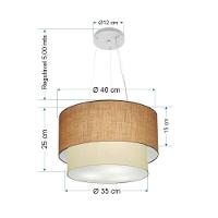 Lustre Pendente Duplo Cilíndrico Vivare Md-4158 Cúpula Em Tecido 40x35cm - Bivolt Palha-bege 127/220v - 2