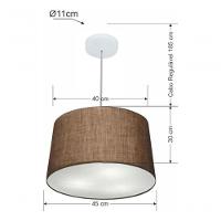 Lustre Pendente Cone Vivare Md-4156 Cúpula Em Tecido 30/45x40cm - Bivolt Café 127/220v - 5