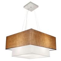 Lustre Pendente Duplo Quadrado Vivare Md-4346 Cúpula Em Tecido 70x60cm - Bivolt Palha-branco 127/220v - 1