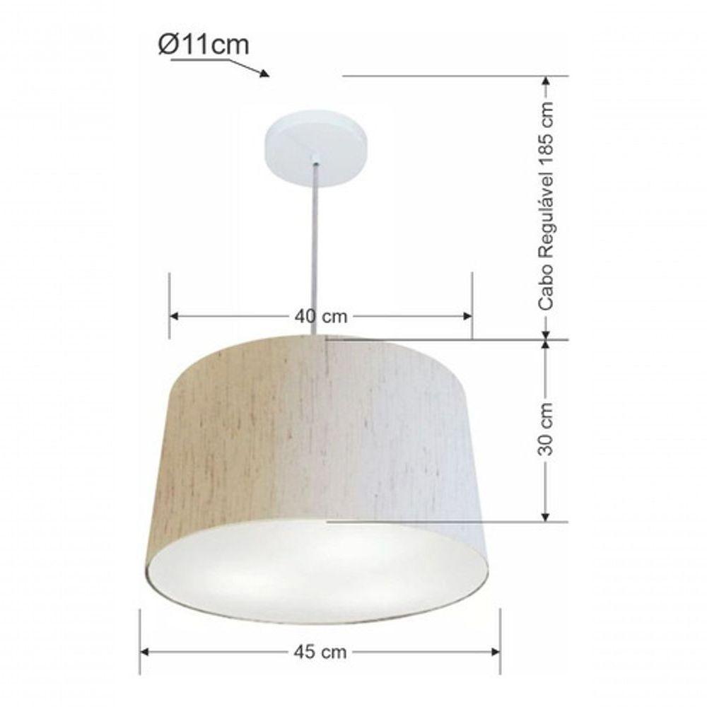 Lustre Pendente Cone Vivare Md-4156 Cúpula Em Tecido 30/45x40cm - Bivolt Linho Bege 127/220v - 5