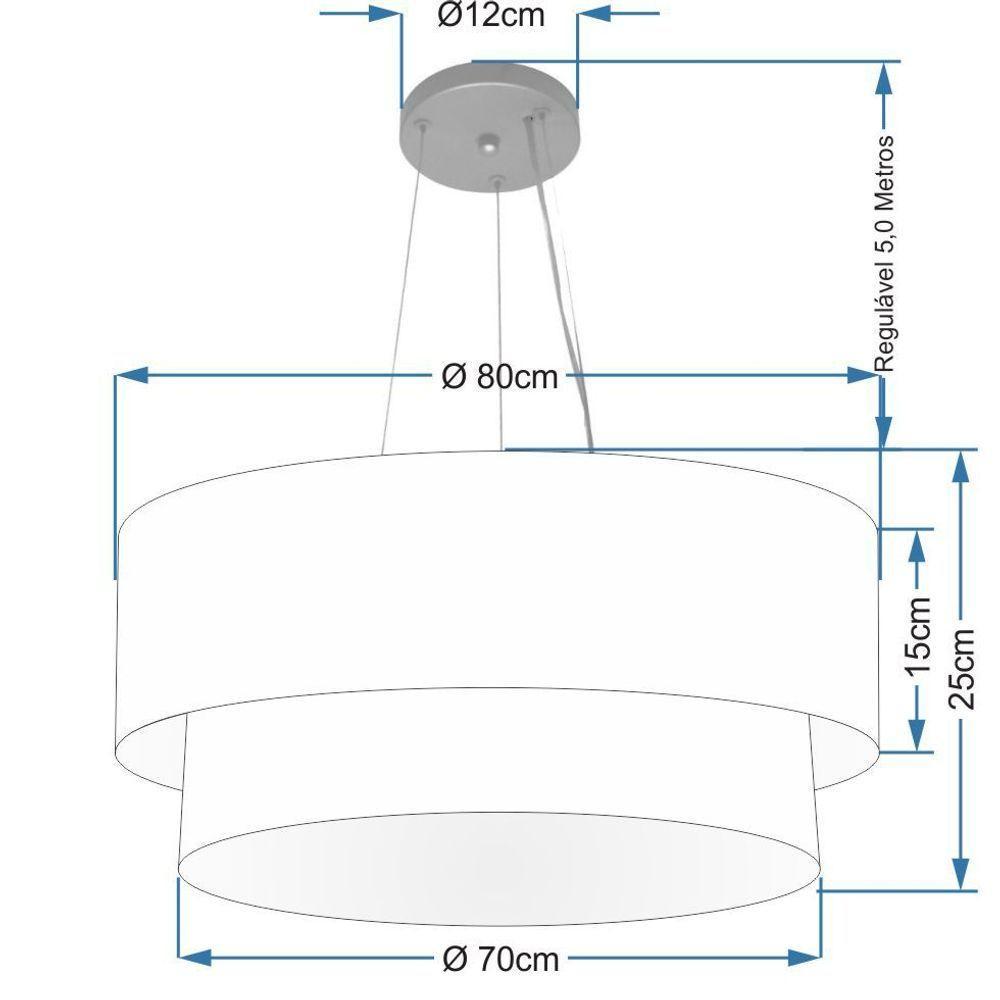 Lustre Pendente Duplo Cilíndrico Vivare Md-4171 Cúpula Em Tecido 80x70cm - Bivolt Café-algodão-crú 127/220v - 2