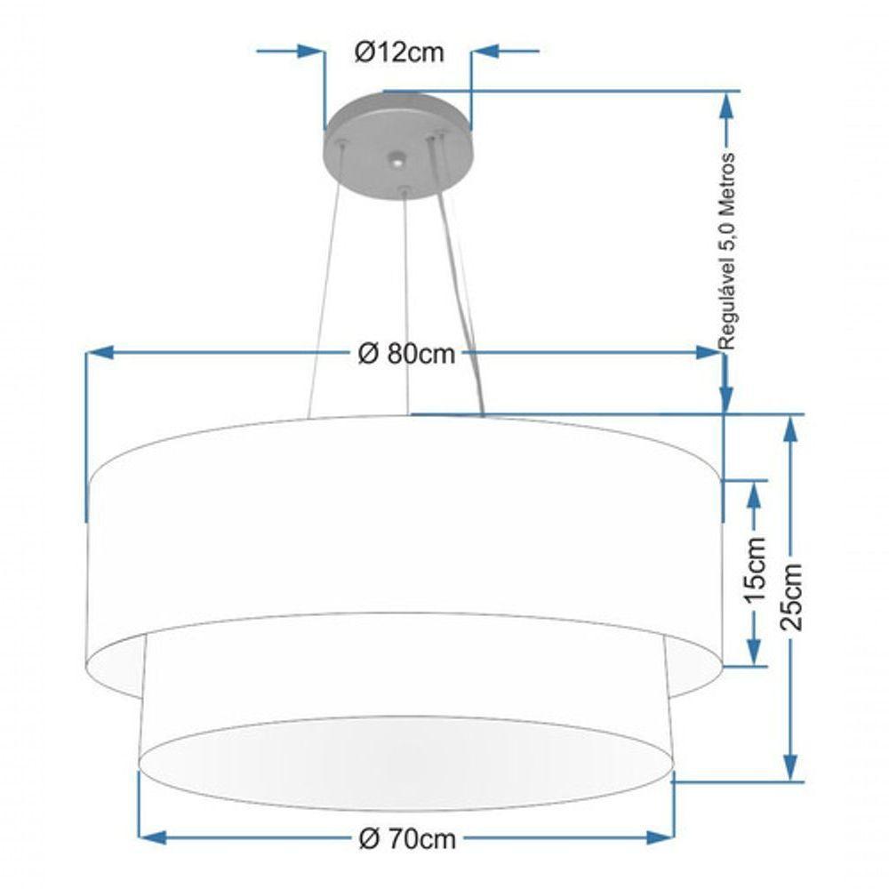 Lustre Pendente Duplo Cilíndrico Vivare Md-4171 Cúpula Em Tecido 80x70cm - Bivolt Café-algodão-crú 127/220v - 4