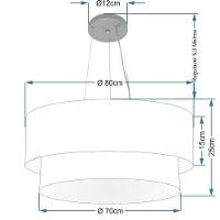 Lustre Pendente Duplo Cilíndrico Vivare Md-4171 Cúpula Em Tecido 80x70cm - Bivolt Café-algodão-crú 127/220v - 2