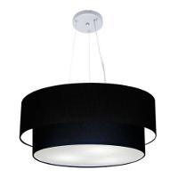 Lustre Pendente Duplo Cilíndrico Vivare Md-4370 Cúpula Em Tecido 55x50cm - Bivolt Preto 127/220v - 3