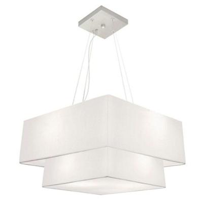 Lustre Pendente Duplo Quadrado Vivare Md-4345 Cúpula Em Tecido 60x50cm - Bivolt Branco 110v/220v