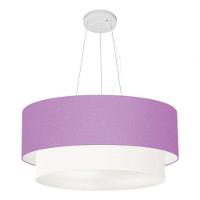 Lustre Pendente Duplo Cilíndrico Vivare Md-4371 Cúpula Em Tecido 80x70cm - Bivolt Lilás-branco 127/220v - 2