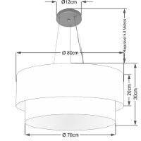 Lustre Pendente Duplo Cilíndrico Vivare Md-4371 Cúpula Tecido 80x70cm - Bivolt Rustico-bege 127/220v - 2