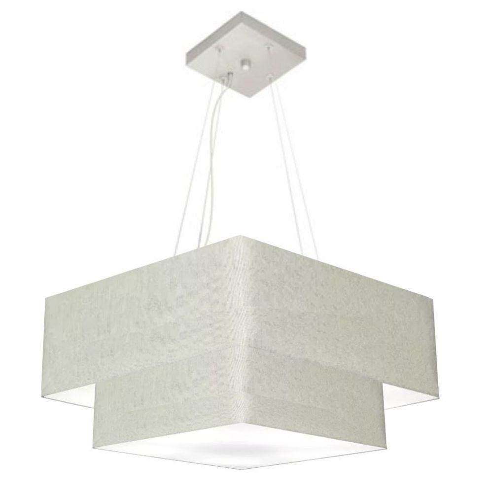 Lustre Pendente Duplo Quadrado Vivare Md-4344 Cúpula Em Tecido 45x35cm - Bivolt 127/220v Rustico-cinza - 1