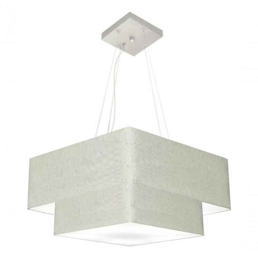 Lustre Pendente Duplo Quadrado Vivare Md-4344 Cúpula Em Tecido 45x35cm - Bivolt 127/220v Rustico-cinza - 6
