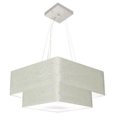 Lustre Pendente Duplo Quadrado Vivare Md-4344 Cúpula Em Tecido 45x35cm - Bivolt 127/220v Rustico-cinza