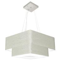 Lustre Pendente Duplo Quadrado Vivare Md-4344 Cúpula Em Tecido 45x35cm - Bivolt 127/220v Rustico-cinza - 1