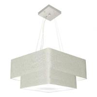 Lustre Pendente Duplo Quadrado Vivare Md-4344 Cúpula Em Tecido 45x35cm - Bivolt 127/220v Rustico-cinza