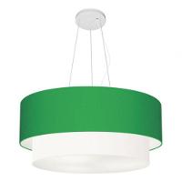 Lustre Pendente Duplo Cilíndrico Vivare Md-4371 Cúpula Em Tecido 80x70cm - Bivolt Verde-folha-branco 127/220v - 3