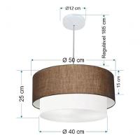 Lustre Pendente Duplo Cilíndrico Vivare Md-4355 Cúpula Em Tecido 50x40cm - Bivolt Café-branco 127/220v - 5