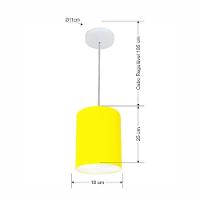 Lustre Pendente Cilíndrico Md-4012 Cúpula Em Tecido 18x25cm Amarelo - Bivolt - 3