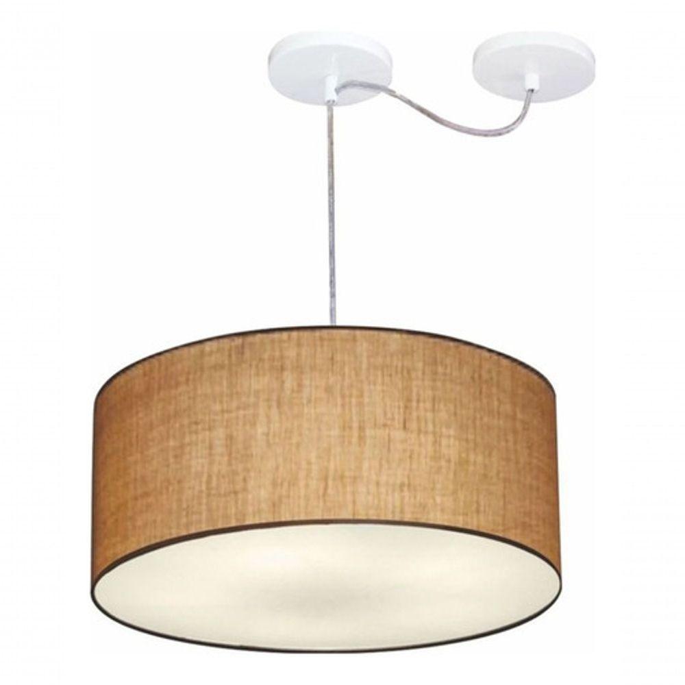 Lustre Pendente Cilíndrico Com Desvio De Centro Md-4147 Cúpula 50x25cm Palha - Bivolt - 6